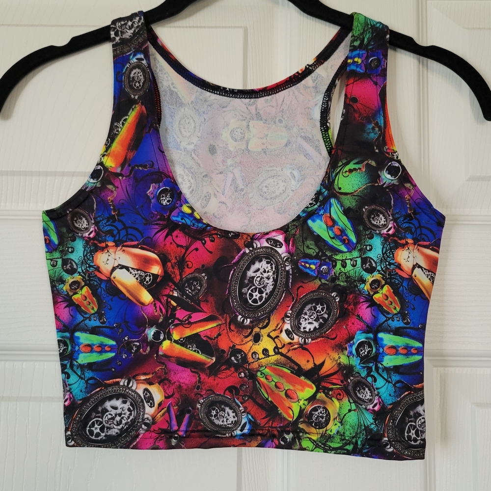 Blackmilk Multicolor Abstract Crop Top